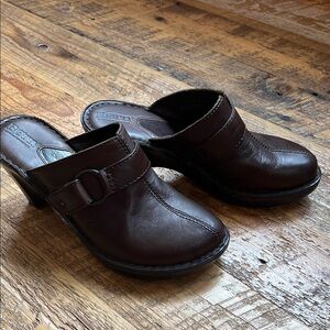 Born Brown Leather Mules with Strap